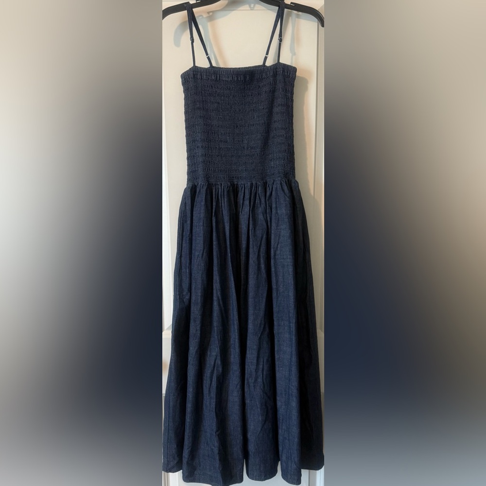 NWT Madewell Smocked Denim Maxi Dress In Rinse Wash. - Picture 4 of 5